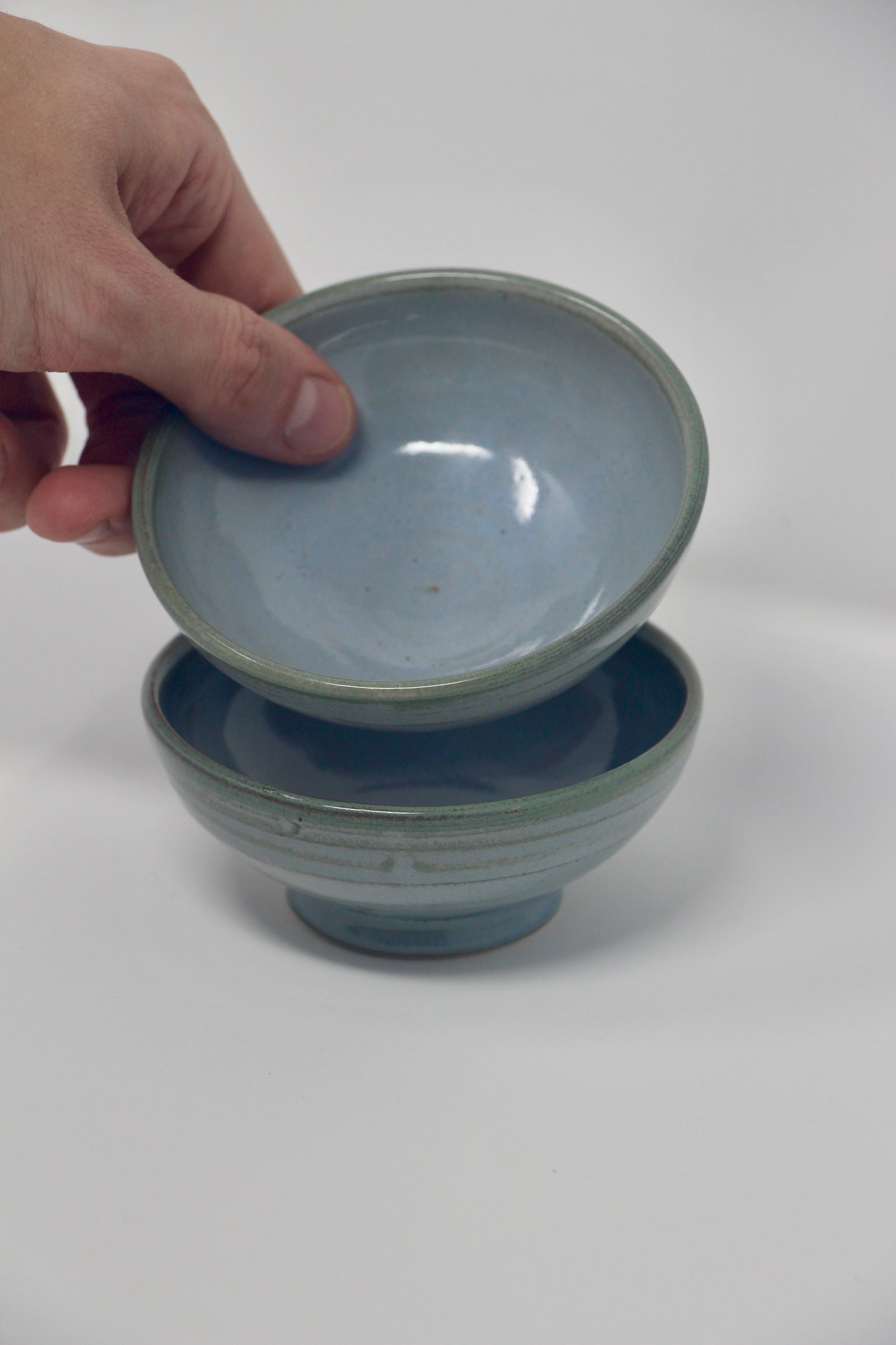 Pair of Little Bowls, Speckled Blue