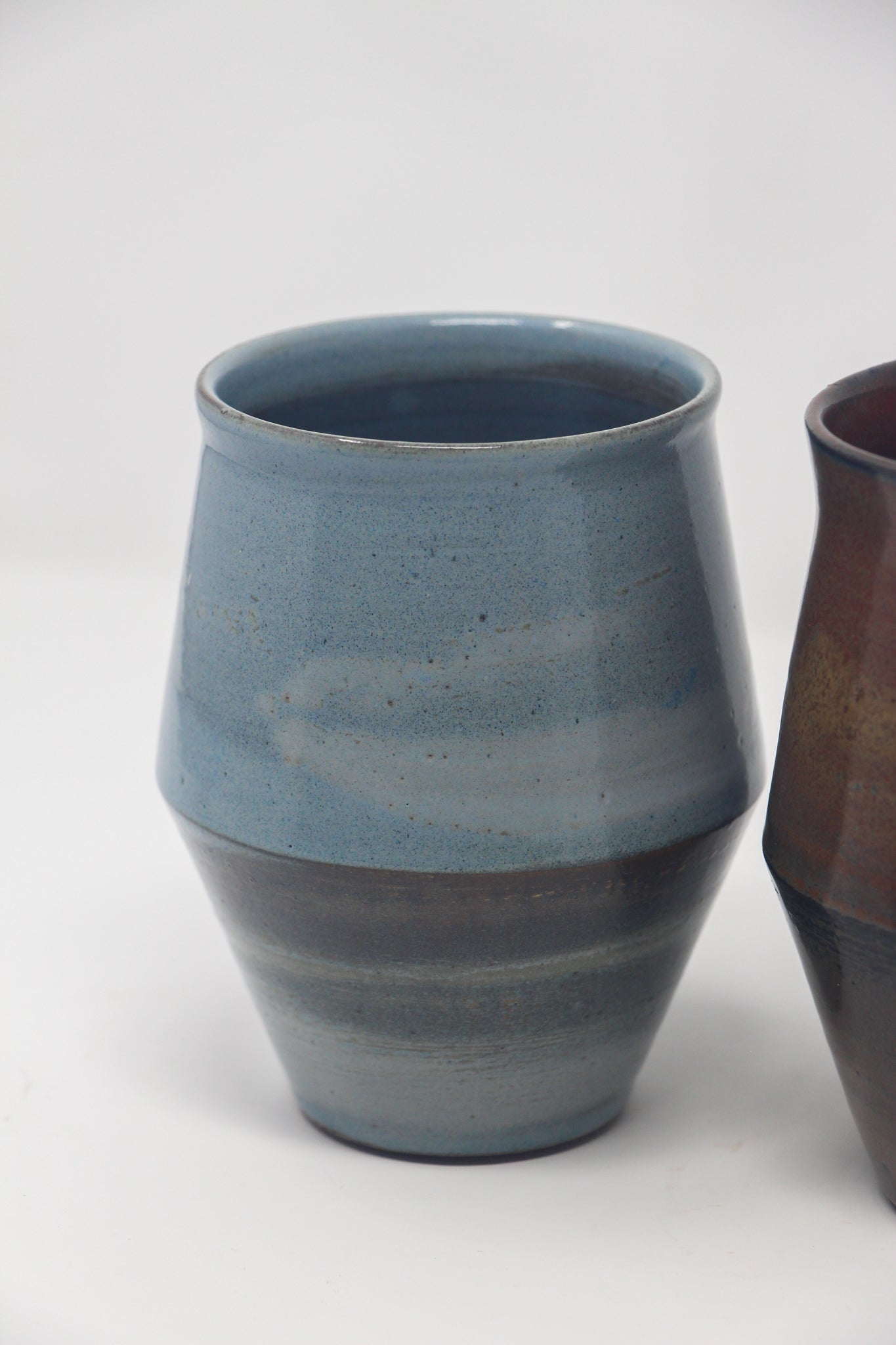 Pair of Small Vases, Light Blue & Rosie's Red