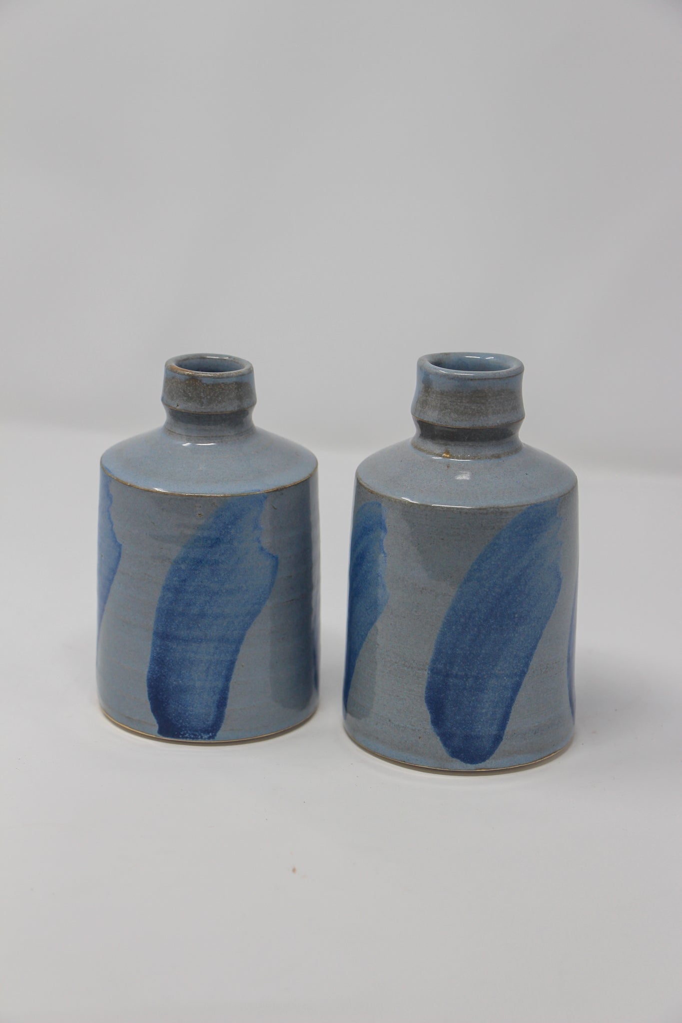 Pair of Small Vases, Light Blue & Denim
