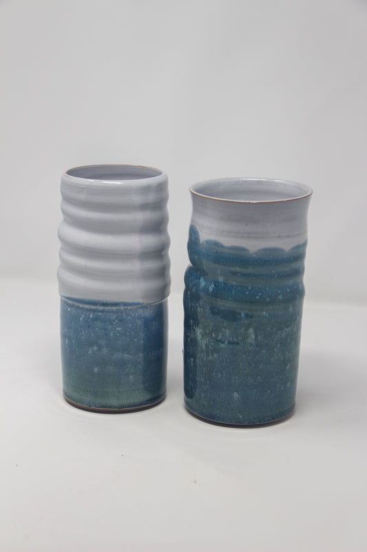 Pair of Vases, Cobaltic Sea & White