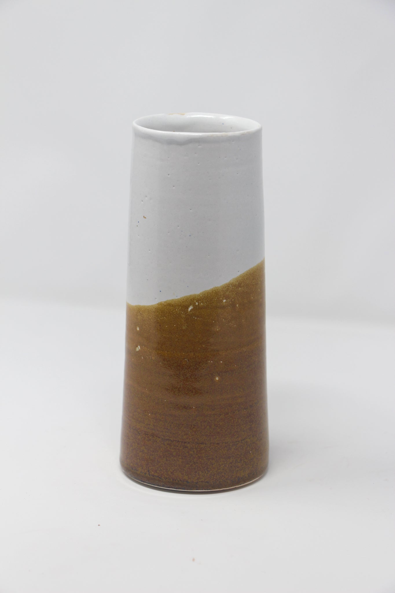 Cylinder Vase, Chestnut & White
